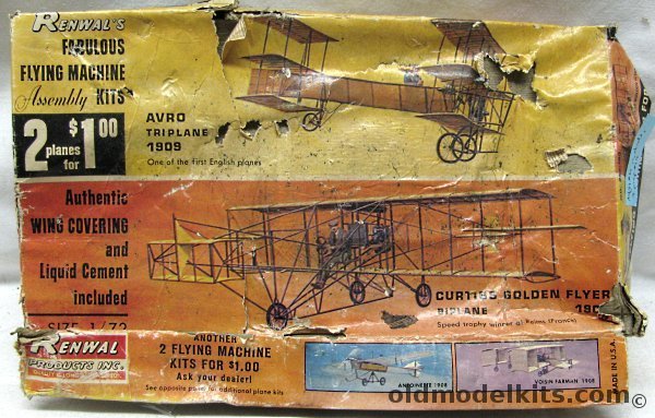 Renwal 1/72 1909 Avro Triplane and 1909 Curtiss Golden Flyer, 256-100 plastic model kit